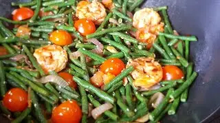String Beans & Prawns Stir fry Recipe | Long Beans and Shrimp Stir Fry