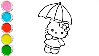 Cute Hello Kitty Umbrella Drawing, Painting and Coloring For Kids and Toddlers_ Kids Art