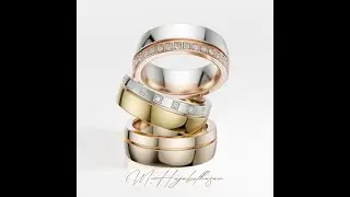 Elegant Geometric Diamond Band Set - 3D Printable Ring Collection