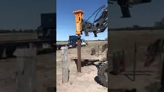 Fencing? Skid Steer Driving Railway Iron with THOR TH40 Hydraulic Post Driver