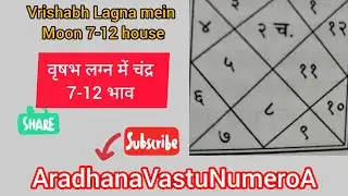 Vrisabh Lagna mein chandra 7-12 house  । वृषभ लग्न में चंद्र 7-12 भाव फलादेश। AradhanaVastuNumeroA। 