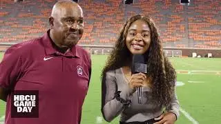 Symone Stanley post game with SC State coach Buddy Pough from Death Valley