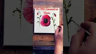 Easy Acrylic painting - Poppy flower #shorts #shortsart #howtopaint