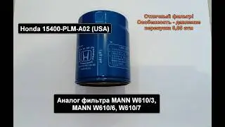Распил масляного фильтра Honda 15400-PLM-A02 (USA). Аналог MANN W610/3