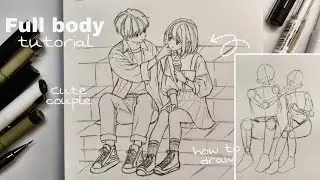 Cute couple drawing | Full body tutorial || how to draw random anime couple \ Easy Steps !!