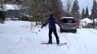 Brendan shredding the driveway