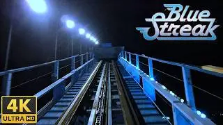Blue Streak Night Ride POV 4K Front Row HD Cedar Point