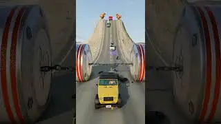Cars & Ambulance Van vs Chained Hydraulic Crush - BeamNG.Drive