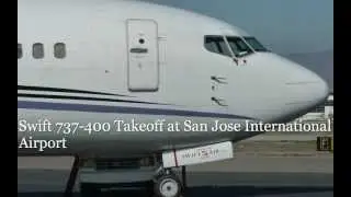 RARE Untitled (Swift Air) 737-400 Pre-Boarding and Takeoff at San Jose International Airport-SJC
