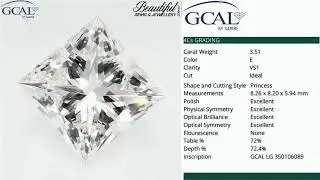 3.51ct (E VS1) Princess Lab Diamond with Ideal-Cut Certificate