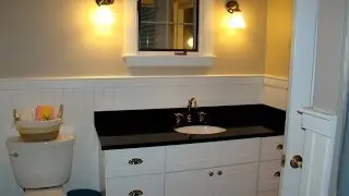White Bathroom Vanity With Black Granite Top
