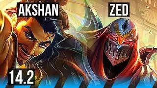 AKSHAN vs ZED (MID) | 1100+ games | KR Grandmaster | 14.2