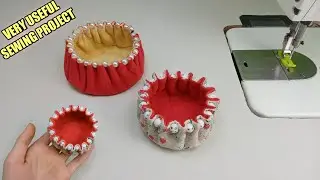how to make a beaded fabric bowls||Mini Fabric storage basket||Sewing project||Sewing tips and trick