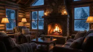 3 Hours Snowy Cabin Fireplace ASMR ❄️🔥 | Crackling Fire & Winter Wind for Deep Sleep (No Music)