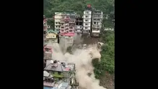 8 storey building collapses😱😱 as landslide from heavy rains in Shimla, Himachal Pradesh