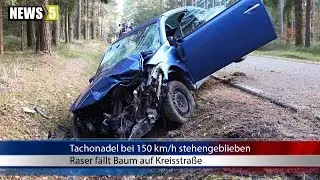 28.12.2016 (AN) Raser f&auml;llt Baum auf Kreisstra&szlig;e