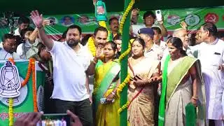 कांटी विधान सभा क्षेत्र के मरवन हाई स्कूल में तेजस्वी यादव ने किया जन सभा को संबोधित