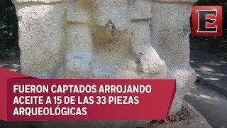 Indonesios vandalizan 15 piezas de la cultura Olmeca en Tabasco
