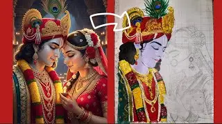 Radhey krishna drawing 😍, part 2  drawing step by step full outline tutorial video 