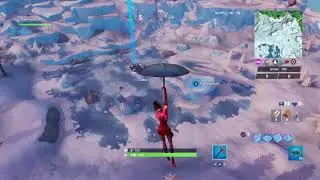 Fortnite Fortbyte 94 Location - using Scarlet Scythe to smash blue canoe at frozen lake