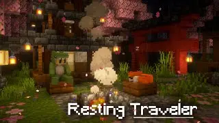 Cherry Village Ambience| Soft Lighting & Minecraft Ambient Sounds for 8 Hours of Peace🌸