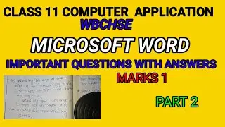 Microsoft Word-2007| Class 11 Computer Application | Questions & Answers Marks 1