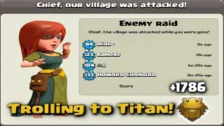 Clash of Clans +1786 трофеев за 12 часов защиты! Троллинг Титана