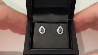 LFSE4778: Sapphire & Diamond Pear Stud Earrings 1 37ct. 18k White Gold