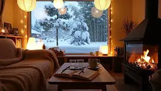 A Quiet Winter Night at Home ❄️ Fireplace, Books & Snowfall ASMR (No Talking)