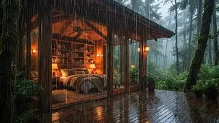 Healing Rain at a Warm Forest Cabin (24/7) | Natural Insomnia Cure & Cozy Ambience ( 4K - No Ads )🌧