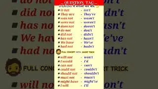 Question Tag | Question tags in english grammar with examples #questiontag#english#grammar