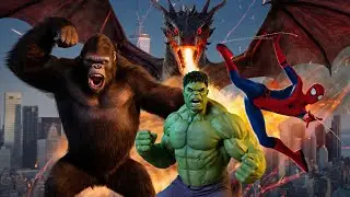 King Kong, Hulk & Spider-Man vs Fire Dragon | Epic Final Battle in New York