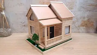 DIY // Miniatur rumah sederhana dari stik es krim // Kerajinan dari stik es krim