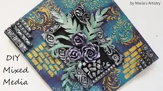 Mixed media Art tutorial / easy mixed media wall hanging / DIY mixed media step by step / wall decor