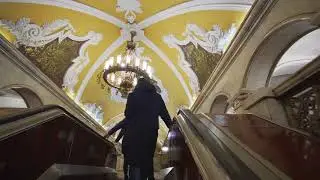 Russia, Moscow, 2X Metro ride from Сухаревская to Комсомо́льская