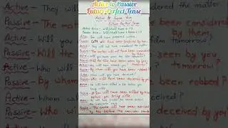 Active to Passive Voice Future Perfect tense #viral #ytshorts #shorts#trending #youtubeshorts