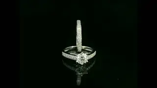Round Diamond Bridal Ring Set in 18K White Gold &ndash; 1.01ct GIA Certified