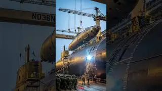 Massive missile loading onto a #shorts #submarines #navytech #mustwatch #engineering #viralshorts