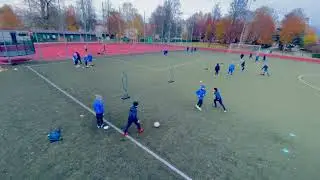 Wall and 3rd man passing, 2v1 warm up drill