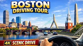 Driving Through Boston in 4K UHD | Stunning Wide-Angle Tour of Downtown & Skyline Views