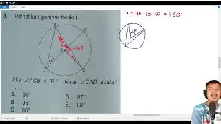 sudut pusat dan sudut keliling , matematika kelas 11 k merdeka latihan no 3
