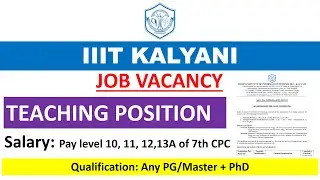 Faculty job in IIIT Kalyani | IIIT Kalyani Job Vacancy