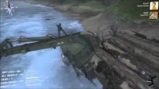 Spintires -  The River - How not to cross the river and how to save it after you did try