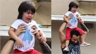 Taimur Ali Khan CRIES As Dad Saif Ali Khan Carries Him On His Shoulder