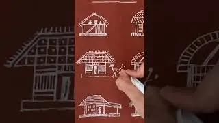 How to draw Warli Houses