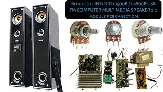 BluetoothINTeX IT10500B / 10800B USB FM COMPUTER MULTIMEDIA SPEAKER 2.0 module pcb canection