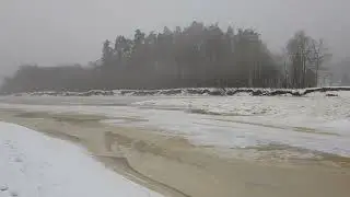 Frozen river Gauja in Sigulda in Latvia in winter