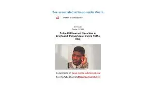 LINEAGE OF EVIL: Police Kill Unarmed Black Man in Brentwood, Pennsylvania, During Traffic Stop