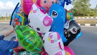 Dek Iza Beli Balon Karakter Tayo, Ikan Paus dan Helikopter, Asyik Bisa main Balon Bersama Adik