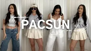 PACSUN SPRING HAUL | favorite denim, lace corset top, mini skirts, favorite sweat sets, etc...
